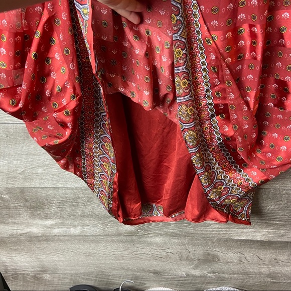 Max studio smocked cap sleeve boho print dress - Picture 7 of 11